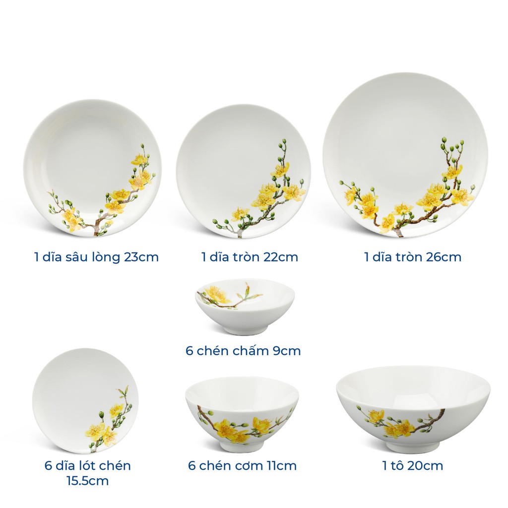 Bộ đồ ăn Daisy Hồng Mai