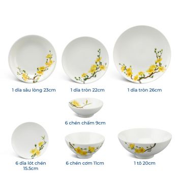 Bộ đồ ăn Daisy Hồng Mai