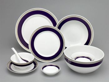 Bộ đồ ăn Sago xanh khắc nổi